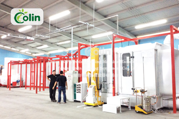 Shopping cart powder coating system